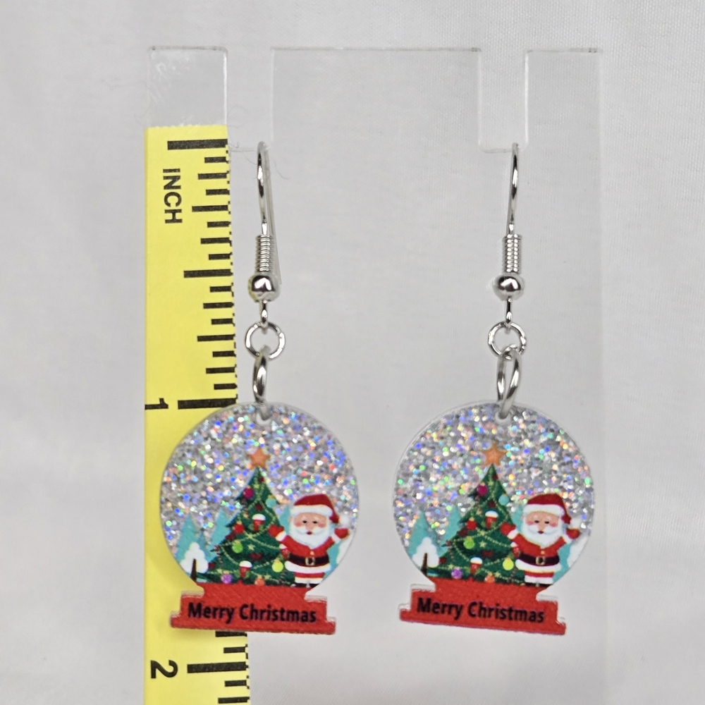 🚨Glittery Christmas Tree and Santa Earrings